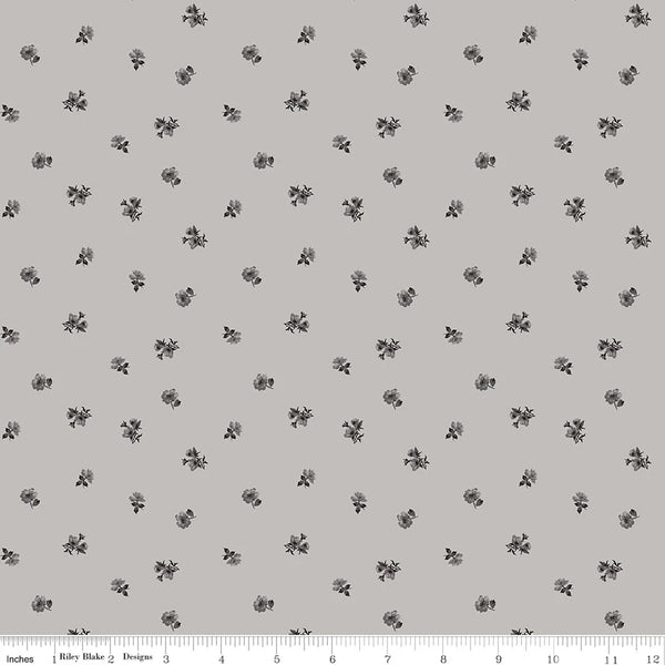 Riley Blake Ink & Ivory C16914 Gray Ditsy By The Yard
