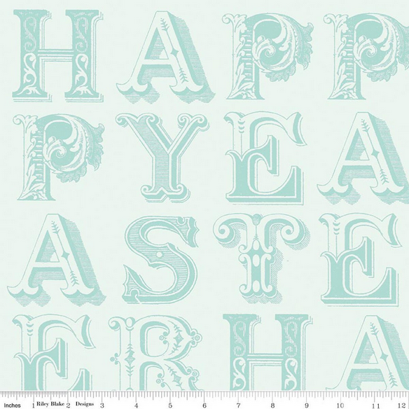 Riley Blake Egg Hunt C17145 Aqua Happy Easter Blender By The Yard