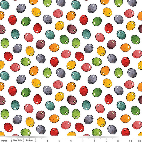 Riley Blake Egg Hunt C17147 White Jelly Beans By The Yard