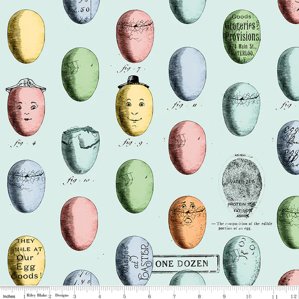 Riley Blake Egg Hunt C17151 Aqua Egg Study By The Yard