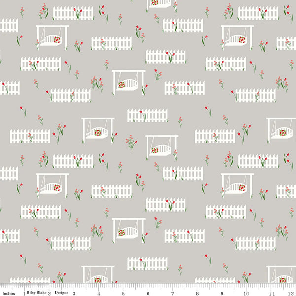 Riley Blake Front Porch C17212 Gray Porch Swings By The Yard