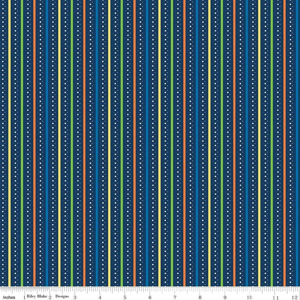 Riley Blake Summer's In Town C17535 Navy Stripes By The Yard