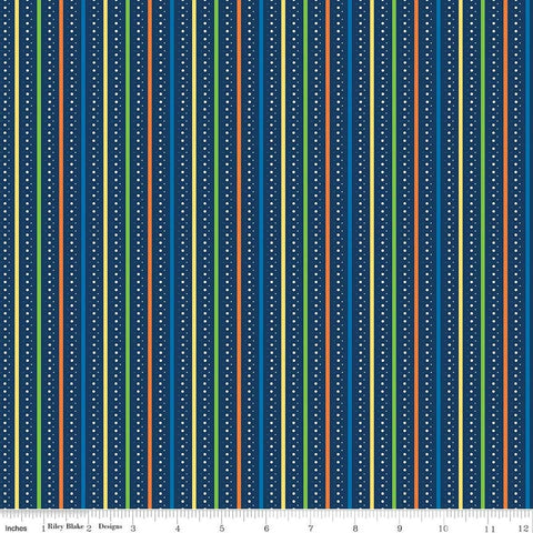 Riley Blake Summer's In Town C17535 Navy Stripes By The Yard