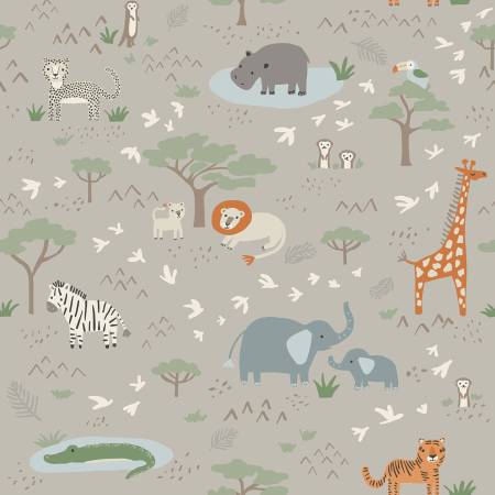 Riley Blake Leo & Savannah C17540 Gray Main By The Yard