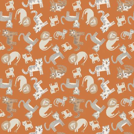 Riley Blake Leo & Savannah C17541 Orange Animal Toss By The Yard