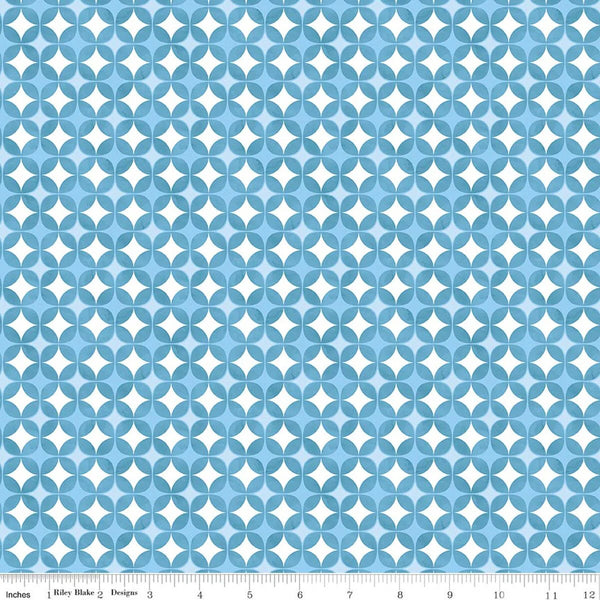 Riley Blake Painted Petals C17593 Blue Geo Circles By The Yard