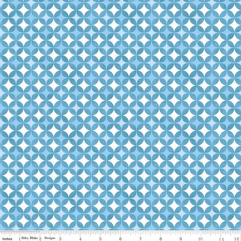 Riley Blake Painted Petals C17593 Blue Geo Circles By The Yard