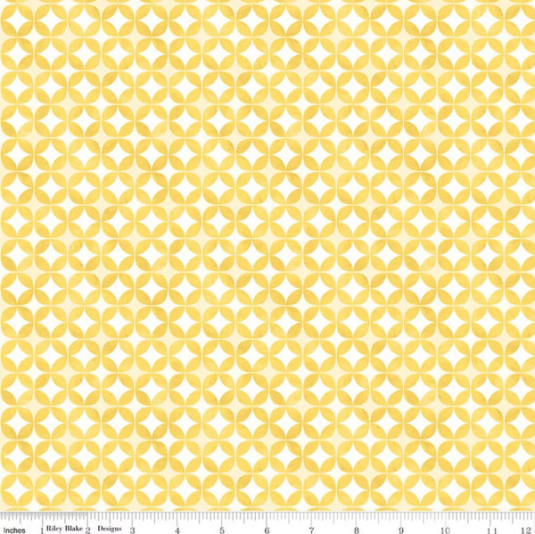 Riley Blake Painted Petals C17593 Yellow Geo Circles By The Yard