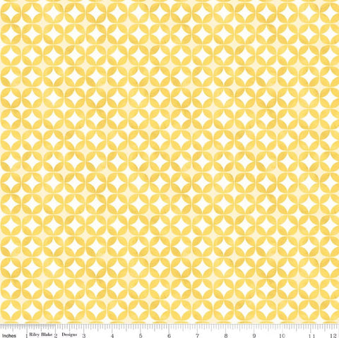 Riley Blake Painted Petals C17593 Yellow Geo Circles By The Yard
