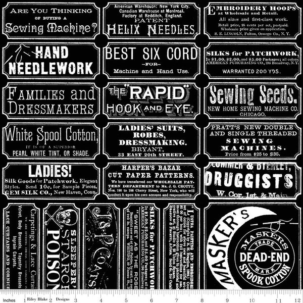Riley Blake Scary Scraps C17603 Black Sew Labels By The Yard
