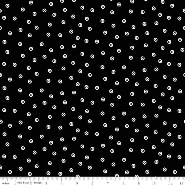 Riley Blake Scary Scraps C17609 Black Dress Dots By The Yard
