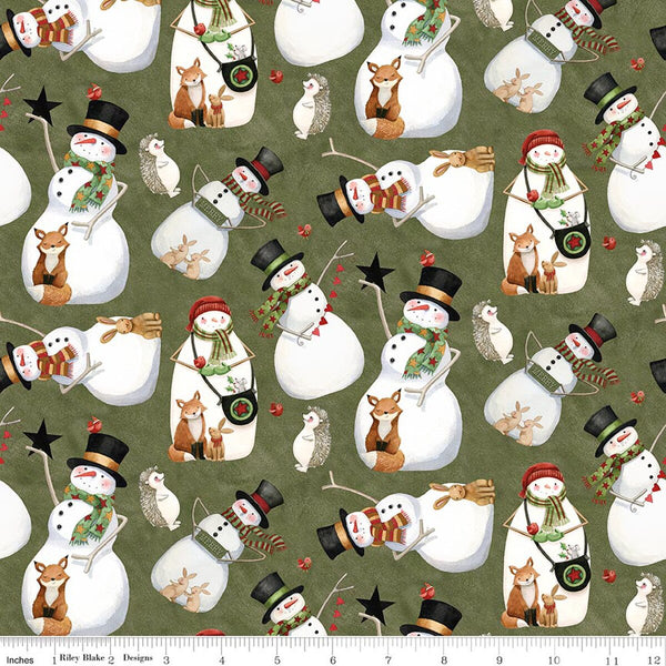 Riley Blake Northern Christmas C17831 Green Snowmen By The Yard