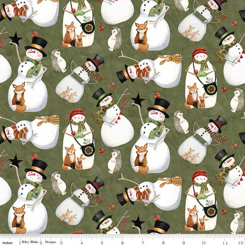 Riley Blake Northern Christmas C17831 Green Snowmen By The Yard