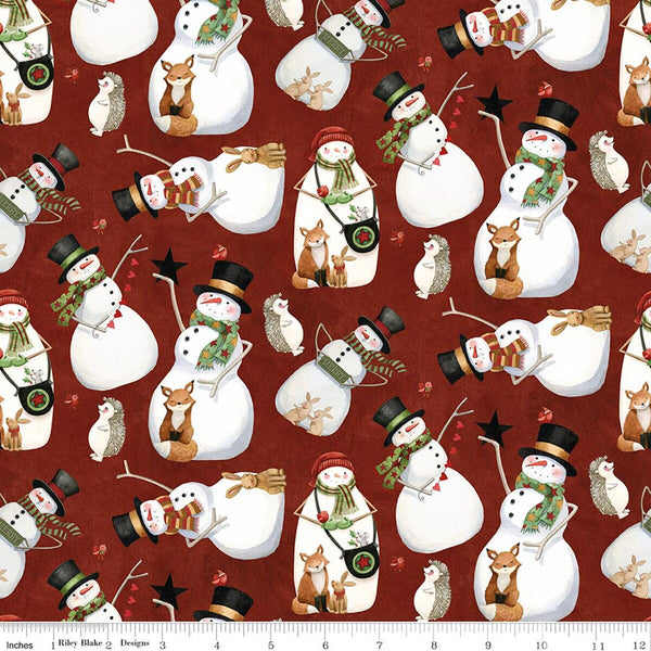 Riley Blake Northern Christmas C17831 Red Snowmen By The Yard