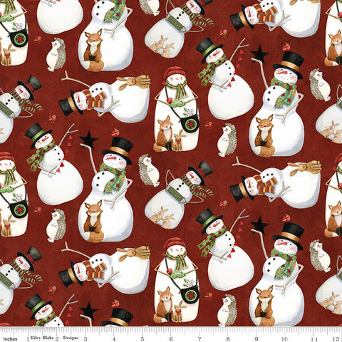 Riley Blake Northern Christmas C17831 Red Snowmen By The Yard