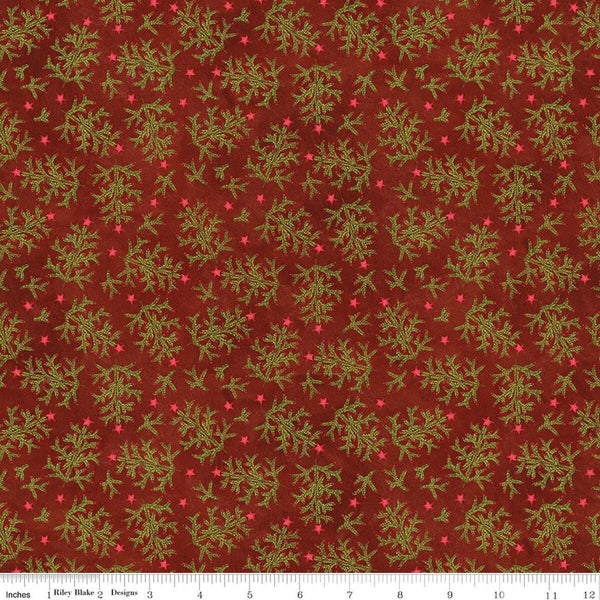 Riley Blake Northern Christmas C17832 Red Whimsical Trees By The Yard