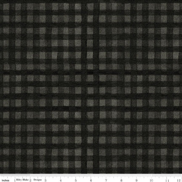 Riley Blake Northern Christmas C17835 Black Buffalo Check By The Yard