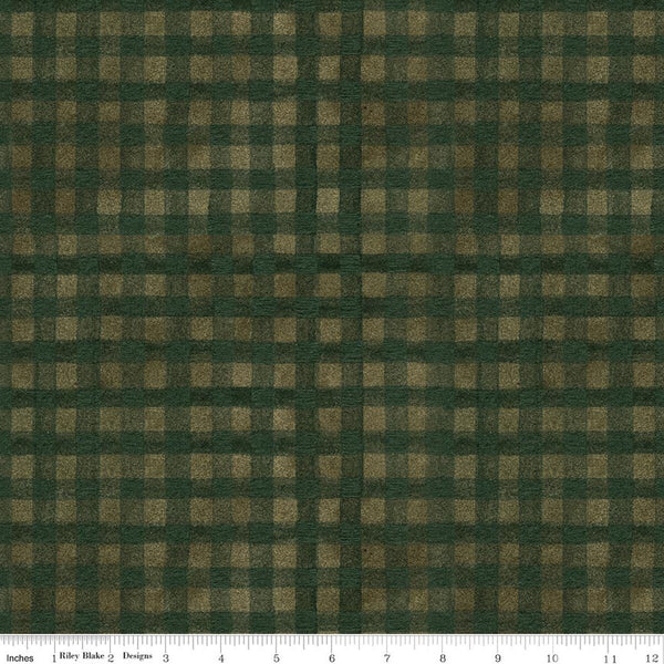 Riley Blake Northern Christmas C17835 Green Buffalo Check By The Yard
