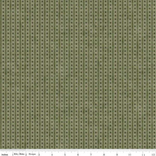 Riley Blake Northern Christmas C17836 Green Star Stripes By The Yard