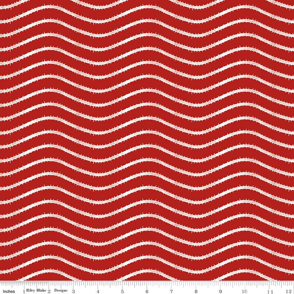 Riley Blake Gingerbread C17854 Red Icing Stripe By The Yard
