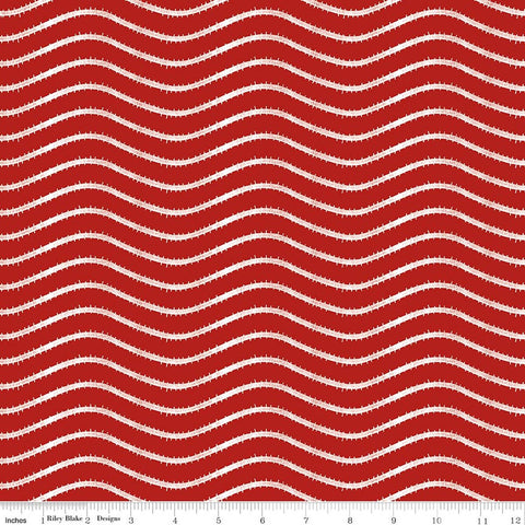 Riley Blake Gingerbread C17854 Red Icing Stripe By The Yard