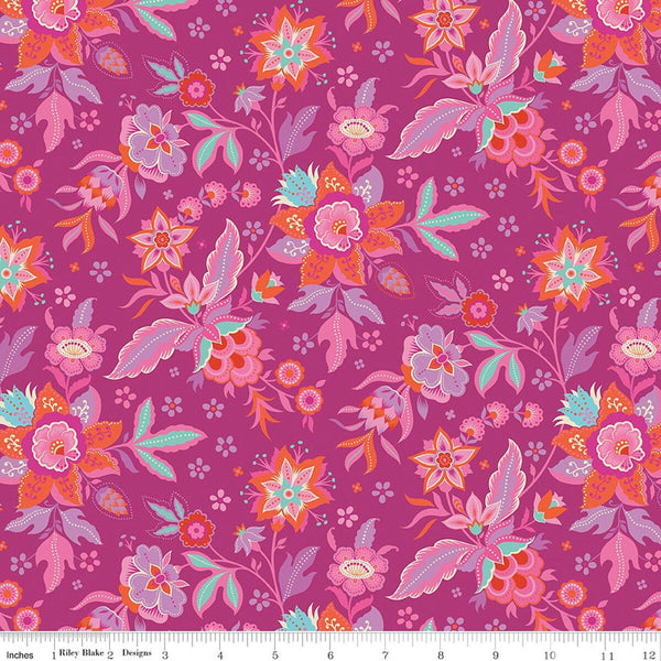 Riley Blake Kipling Gardens C17880 Fuchsia Main By The Yard