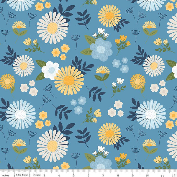 Riley Blake Sunshine & Dandelions C17920 Blue Main By The Yard
