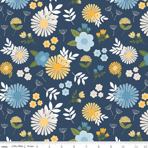 Riley Blake Sunshine & Dandelions C17920 Navy Main By The Yard