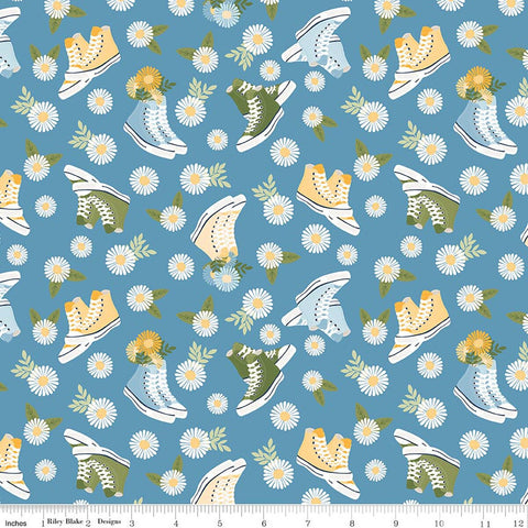 Riley Blake Sunshine & Dandelions C17921 Blue Shoes By The Yard