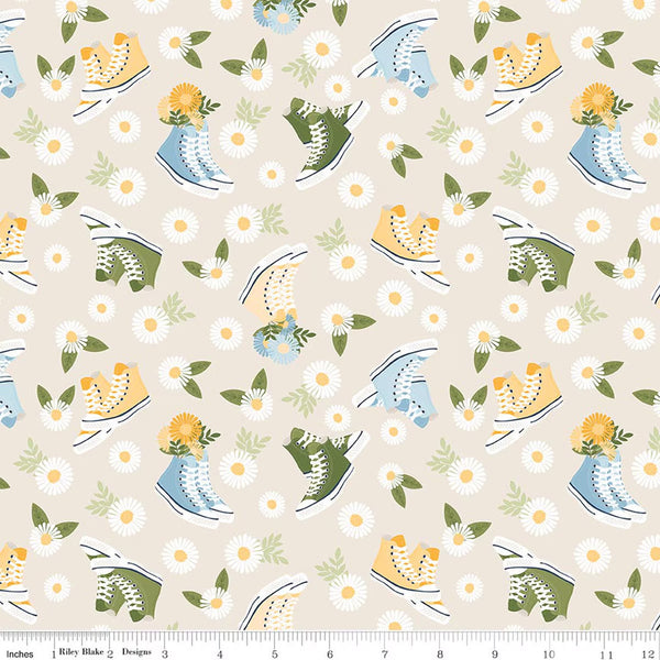 Riley Blake Sunshine & Dandelions C17921 Cream Shoes By The Yard