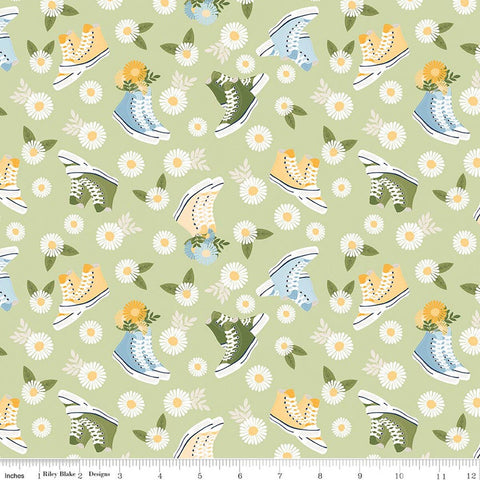 Riley Blake Sunshine & Dandelions C17921 Honeydew Shoes By The Yard