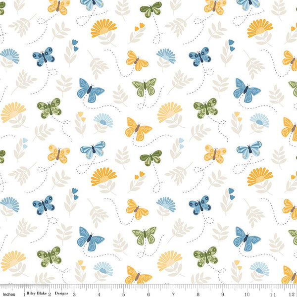 Riley Blake Sunshine & Dandelions C17922 Cloud Butterflies By The Yard
