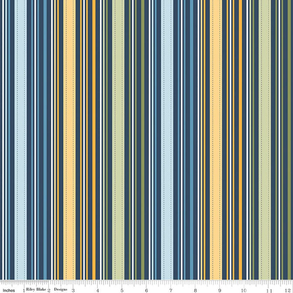 Riley Blake Sunshine & Dandelions C17924 Navy Stripes By The Yard