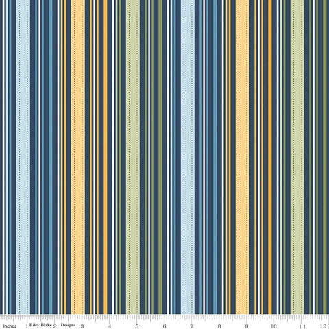 Riley Blake Sunshine & Dandelions C17924 Navy Stripes By The Yard