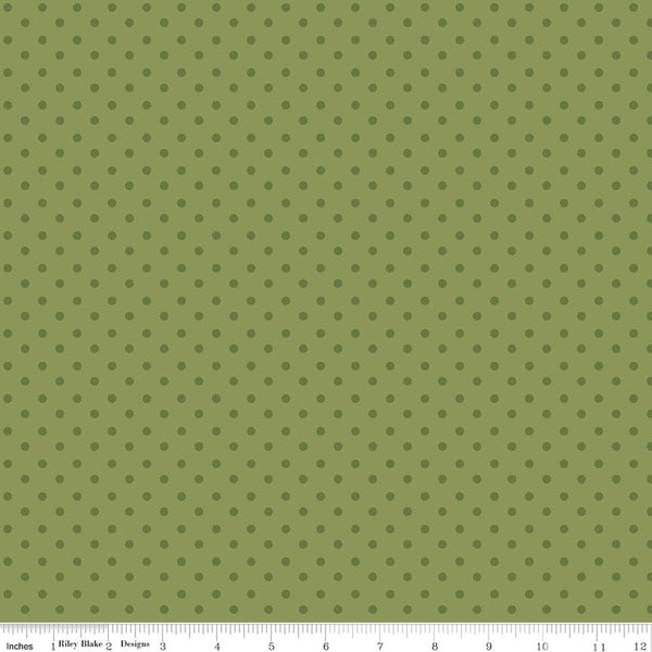 Riley Blake Sunshine & Dandelions C17925 Green Dots By The Yard
