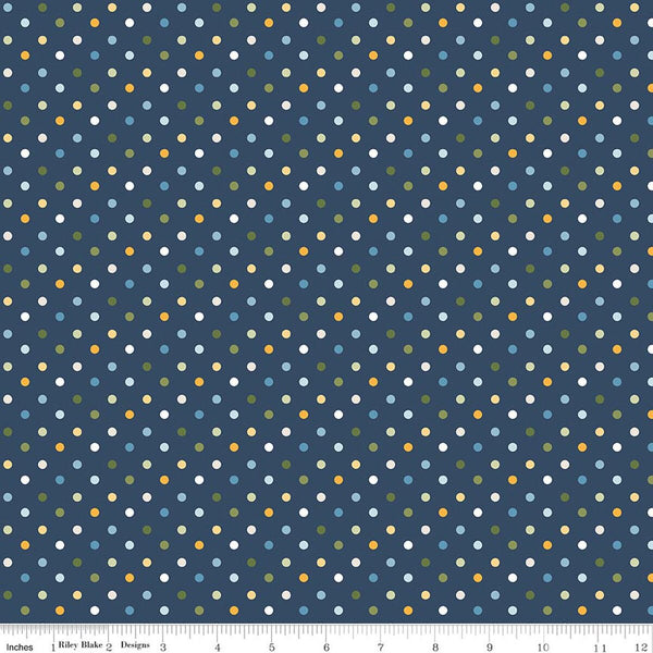 Riley Blake Sunshine & Dandelions C17925 Navy Dots By The Yard