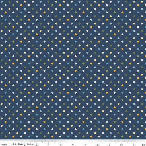 Riley Blake Sunshine & Dandelions C17925 Navy Dots By The Yard