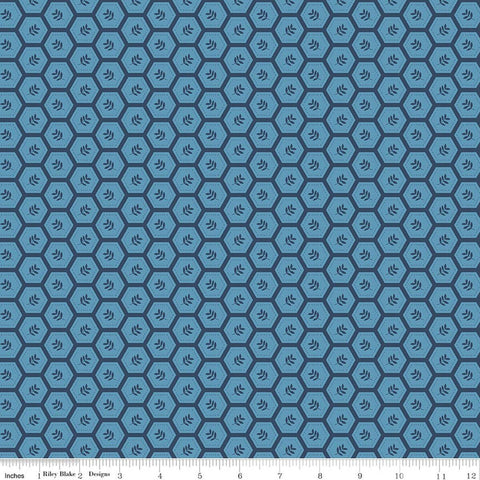 Riley Blake Sunshine & Dandelions C17926 Blue Hexies By The Yard