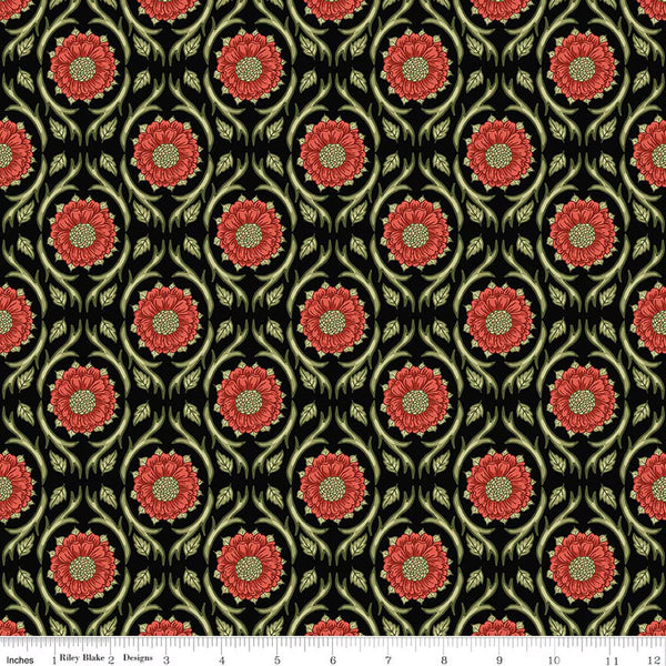 Riley Blake Tangled Garden C18021 Black Medallions By The Yard