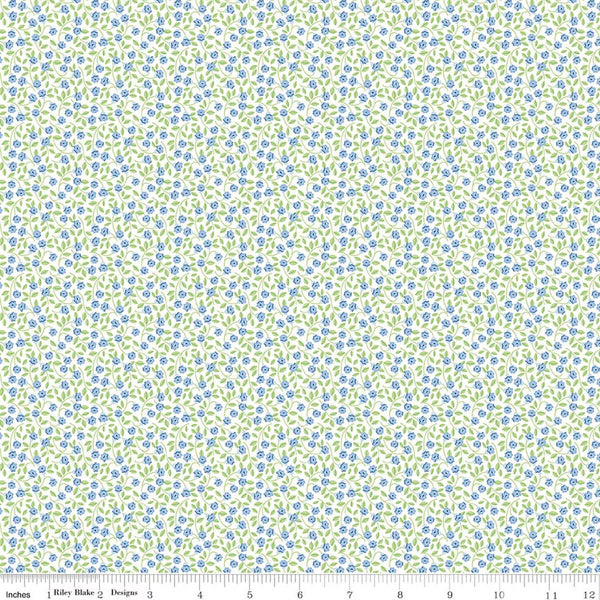 Riley Blake Traditional 30's C18242 Blue Flowers By The Yard