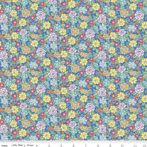 Riley Blake Traditional 30's C18246 Blue Floral By The Yard
