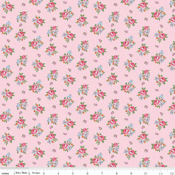 Riley Blake Traditional 30's C18248 Pink Scattered Floral By The Yard