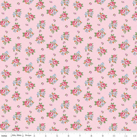 Riley Blake Traditional 30's C18248 Pink Scattered Floral By The Yard