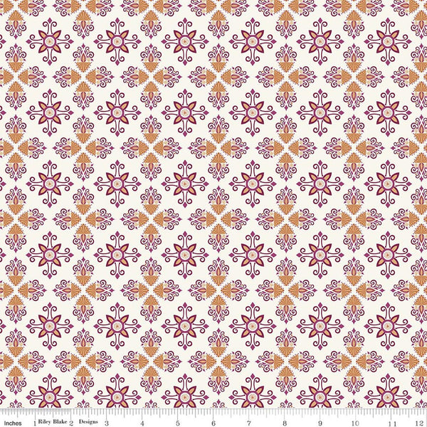 Riley Blake Where The Wildflowers Are C18252 Cream Damask By The Yard