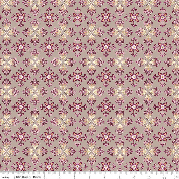 Riley Blake Where The Wildflowers Are C18252 Pewter Damask By The Yard
