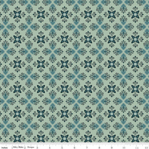 Riley Blake Where The Wildflowers Are C18252 Sage Damask By The Yard