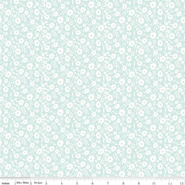 Riley Blake Little Posies C18322 Aqua Floral By The Yard