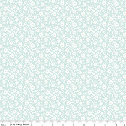 Riley Blake Little Posies C18322 Aqua Floral By The Yard