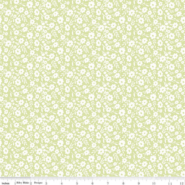 Riley Blake Little Posies C18322 Green Floral By The Yard