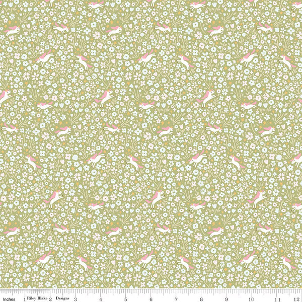Riley Blake Little Posies C18325 Green Unicorns By The Yard
